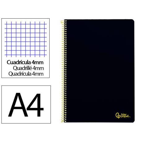 CUADERNO ESPIRAL LIDERPAPEL DIN A4 SMART TAPA BLANDA 80H 75GR CUADRO 4MM CON MARGEN COLOR NEGRO