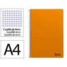 CUADERNO ESPIRAL LIDERPAPEL DIN A4 SMART TAPA BLANDA 80H 75GR CUADRO 4MM CON MARGEN COLOR NARANJA