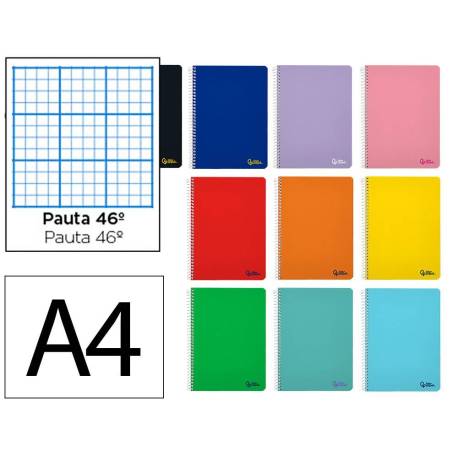 CUADERNO ESPIRAL LIDERPAPEL A4 SMART TAPA BLANDA 80H 75GR RAYADO Nº46 COLORES SURTIDOS