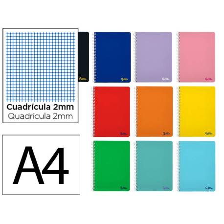 CUADERNO ESPIRAL LIDERPAPEL DIN A4 SMART TAPA BLANDA 80H 75GR MILIMETRADO 2MM COLORES SURTIDOS