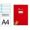 CUADERNO ESPIRAL LIDERPAPEL DIN A4 PAUTAGUIA TAPA DURA 80H 90 GR CUADRO PAUTADO 4MM COLOR ROJO