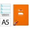 CUADERNO ESPIRAL LIDERPAPEL DI N A5 PAUTAGUIA TAPA DURA 80H 90 GR CUADRO PAUTADO 5MM COLOR NARANJA