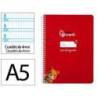 CUADERNO ESPIRAL LIDERPAPEL DI N A5 PAUTAGUIA TAPA BLANDA 40H 75 GR CUADRO PAUTADO 4MM COLOR ROJO