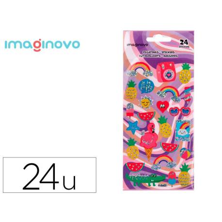 PEGATINAS IMAGINOVO DISEÑOS SURTIDOS VERANO CON BRILLO 214X100 MM EN BLISTER