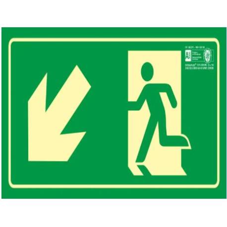 Señal marca Syssa salida emergencia izquierda escaleras