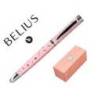 ROLLER BELIUS BELLA ALUMINIO COLOR ROSA DISEÑO PLATEADO RELIEVE TINTA COLOR NEGRO CAJA DE DISEÑO