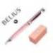 BOLIGRAFO BELIUS BELLA ALUMINIO COLOR ROSA DISEÑO PLATEADO RELIEVE TINTA AZUL CAJA DE DISEÑO
