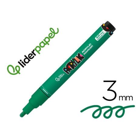 ROTULADOR LIDERPAPEL ACRYLIC BASE AGUA TODO TIPO DE SUPERFICIE PUNTA REDONDA 3 MM VERDE