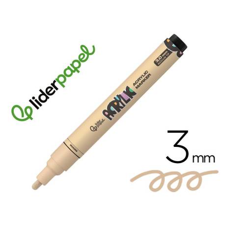ROTULADOR LIDERPAPEL ACRYLIC BASE AGUA TODO TIPO DE SUPERFICIE PUNTA REDONDA 3 MM BEIGE
