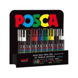 ROTULADOR UNI-BALL POSCA PC3M PINTURA BASE AL AGUA 0,9-1,3 MM EXPOSITOR 36 UNIDADES COLORES SURTIDOS
