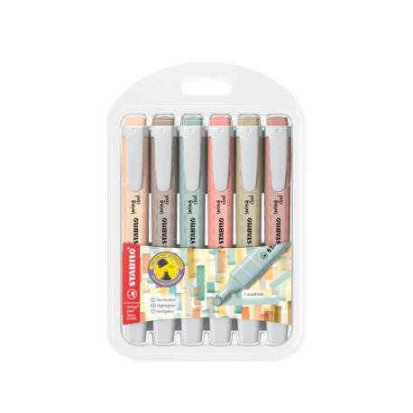 ROTULADOR STABILO FLUORESCENTE SWING COOL NATURE COLORS ESTUCHE DE 6 UNIDADES COLORES SURTIDOS