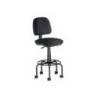 Taburete con ruedas y respaldo rocada para mesa de dibujo negro regulable en altura hasta 725 mm tela ignifuga