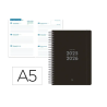 AGENDA ESCOLAR LIDERPAPEL 25-26 ESPIRAL BASIC NEGRO SEMANA VISTA A5 BILINGÜE PAPEL FSC 70 GR