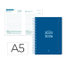 AGENDA ESCOLAR LIDERPAPEL 25-26 ESPIRAL BASIC AZUL OSCURO DIA PAGINA A5 BILINGÜE PAPEL FSC 70 GR