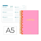 AGENDA ESCOLAR LIDERPAPEL 25-26 ESPIRAL CLASSIC ROSA SEMANA VISTA A5 BILINGÜE PAPEL FSC 70 GR