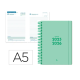 AGENDA ESCOLAR LIDERPAPEL 25-26 ESPIRAL BASIC VERDE MENTA DIA PAGINA A5 BILINGÜE PAPEL FSC 70 GR
