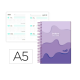 AGENDA ESCOLAR LIDERPAPEL 25-26 ESPIRAL MELTING MORADO SEMANA VISTA A5 BILINGÜE PAPEL FSC 80 GR