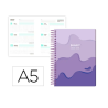 AGENDA ESCOLAR LIDERPAPEL 25-26 ESPIRAL MELTING MORADO SEMANA VISTA A5 BILINGÜE PAPEL FSC 80 GR