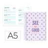 AGENDA ESCOLAR LIDERPAPEL 25-26 ESPIRAL PETITE CORAZONES SEMANA VISTA A5 BILINGÜE PAPEL FSC 80 GR