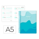 AGENDA ESCOLAR LIDERPAPEL 25-26 ESPIRAL MELTING AZUL SEMANA VISTA A5 BILINGÜE PAPEL FSC 80 GR