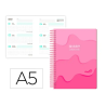 AGENDA ESCOLAR LIDERPAPEL 25-26 ESPIRAL MELTING ROSA SEMANA VISTA A5 BILINGÜE PAPEL FSC 80 GR