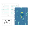 AGENDA ESCOLAR LIDERPAPEL 25-26 ESPIRAL PATTERNS RAYOS AZUL SEMANA VISTA A6 BILINGÜE PAPEL FSC 80 GR