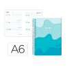 AGENDA ESCOLAR LIDERPAPEL 25-26 ESPIRAL MELTING AZUL SEMANA VISTA A6 BILINGÜE PAPEL FSC 80 GR