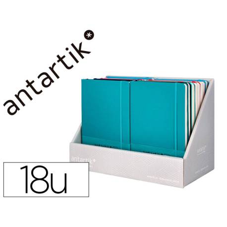 CUADERNO CON GOMILLA ANTARTIK NOTE TAPA BLANDA EXPOSITOR DE 18 UNIDADES SURTIDAS