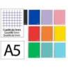 CUADERNO ESPIRAL LIDERPAPEL A5 MICRO WITTY TAPA DURA 120H 90GR CUADRO 5MM 5 BANDAS 6 TALADROS COLORES SURTIDOS