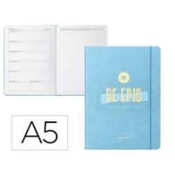 AGENDA ESCOLAR ANTARTIK 25-26 ENCUADERNADA GO! SIMIL PIEL AZUL SEMANA VISTA A5 BILINGÜE PAPEL FSC 80 GR