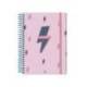 AGENDA ESCOLAR LIDERPAPEL 25-26 ESPIRAL PATTERNS RAYOS ROSA DIA PAGINA A5 BILINGÜE PAPEL FSC 80 GR