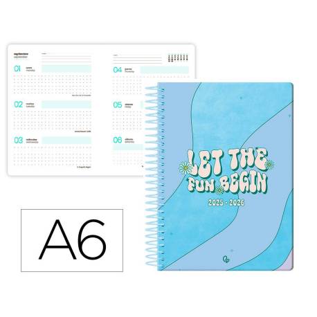 AGENDA ESCOLAR LIDERPAPEL 25-26 ESPIRAL ZANTE DIA PAGINA A6 BILINGÜE PAPEL FSC 80 GR