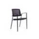 SILLA ROCADA CONFIDENTE BRAZOS FIJOS ESTRUCTURA METALICA ASIENTO TELA IGNIFUGA NEGRO RESPALDO MALLA