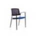 SILLA ROCADA CONFIDENTE BRAZOS FIJOS ESTRUCTURA METALICA ASIENTO TELA IGNIFUGA AZUL RESPALDO MALLA