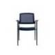 SILLA ROCADA CONFIDENTE BRAZOS FIJOS ESTRUCTURA METALICA ASIENTO TELA IGNIFUGA AZUL RESPALDO MALLA