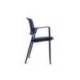 SILLA ROCADA CONFIDENTE BRAZOS FIJOS ESTRUCTURA METALICA ASIENTO TELA IGNIFUGA AZUL RESPALDO MALLA