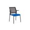 SILLA ROCADA CONFIDENTE BRAZOS FIJOS ESTRUCTURA METALICA ASIENTO TELA IGNIFUGA AZUL RESPALDO MALLA