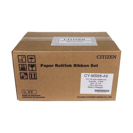 PAPEL SUBLIMACION CITIZEN PARA IMPRESORA CY-02 CAJA DE 2 ROLLOS 350 COPIAS 15X20 CM/ 700 COPIAS 10X15 CM