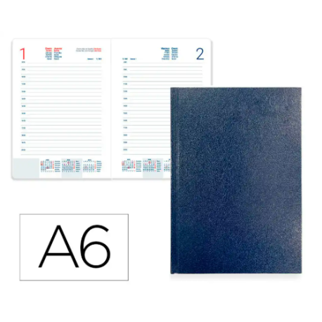 AGENDA ENCUADERNADA LIDERPAPEL CORFU A6 2026 DIA PAGINA AZUL PAPEL 60 GR
