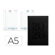 AGENDA ENCUADERNADA LIDERPAPEL CRETA 150X210 MM 2026 DIA PAGINA NEGRO PAPEL 70 GR