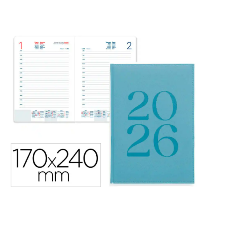 AGENDA ENCUADERNADA LIDERPAPEL CRETA 170X240 MM 2026 DIA PAGINA NEW COLOR PAPEL 70 GR