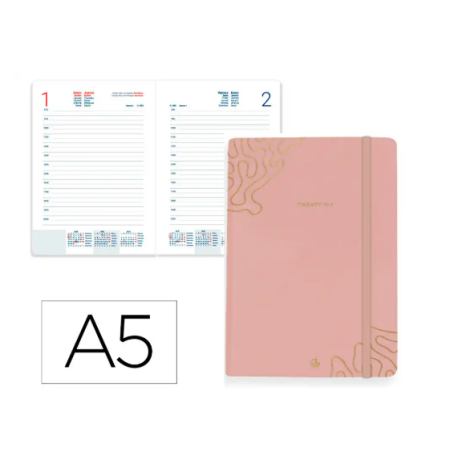 AGENDA ENCUADERNADA LIDERPAPEL EFIRA A5 2026 DIA PAGINA DESIGN 2 PAPEL 70 GR
