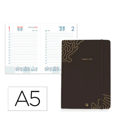 AGENDA ENCUADERNADA LIDERPAPEL EFIRA A5 2026 DIA PAGINA DESIGN 3 PAPEL 70 GR
