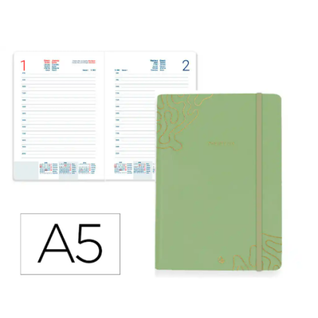 AGENDA ENCUADERNADA LIDERPAPEL EFIRA A5 2026 DIA PAGINA DESIGN 4 PAPEL 70 GR