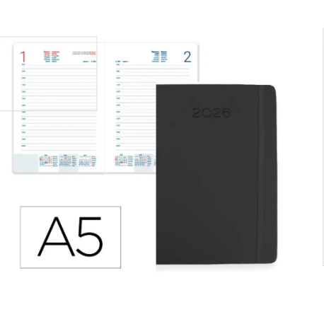 AGENDA ENCUADERNADA LIDERPAPEL MYKONOS 150X210 MM 2026 DIA PAGINA DESIGN 1 (GRIS) PAPEL 70 GR