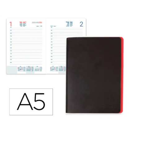 AGENDA ENCUADERNADA LIDERPAPEL SIFNOS A5 2026 ROJO PAPEL 70 GR FSC