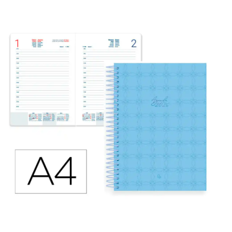 AGENDA ESPIRAL LIDERPAPEL PERISSA A4 2026 DIA PAGINA AZUL PAPEL 80 GR FSC