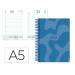 AGENDA ESPIRAL LIDERPAPEL SYROS 150X210 MM 2026 DIA PAGINA AZUL PAPEL 60 GR FSC
