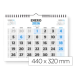 CALENDARIO ESPIRAL PARED LIDERPAPEL CLASICO 2026 NUMEROS GRANDES 44X32 CM PAPEL 128 GR
