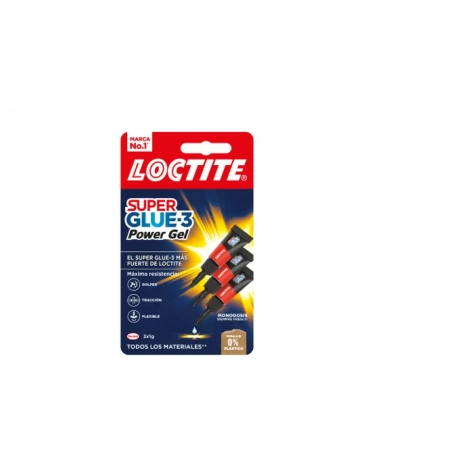 PEGAMENTO LOCTITE SUPER GLUE-3 ADHESIVO INSTANTANEO ORIGINAL POWER GEL 1 GR BLISTER DE 3 UNIDADES